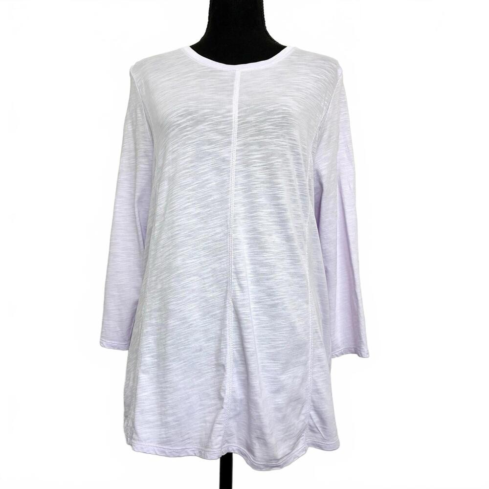 J. Jill 100% Pima Cotton Slub Knit Seamed Tunic Top Lavender Long Sleeve Size S